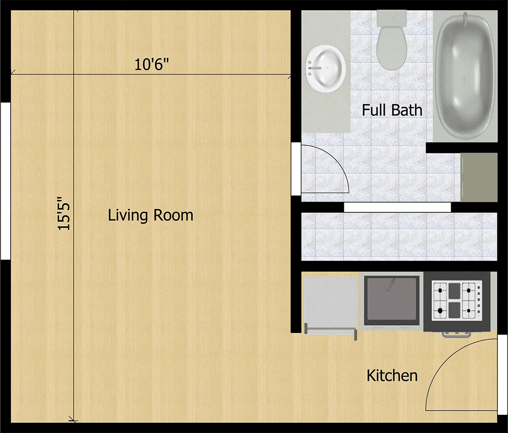 Le Parc Floor Plan Phoenix Studio 1 Bath